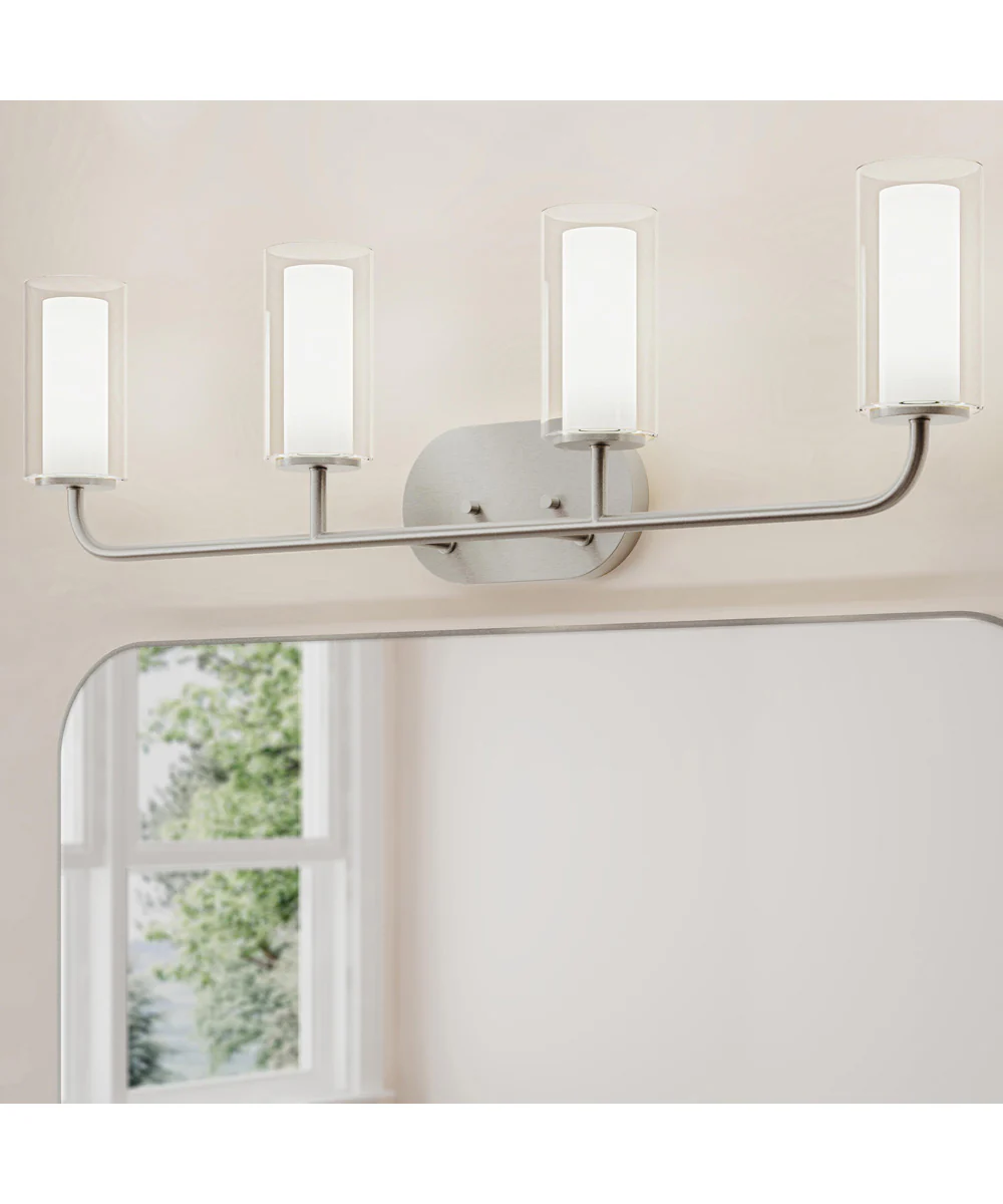 Mack 4-Light Vanity Light with Layered Glass Shades Brushed Nickel - Image 8