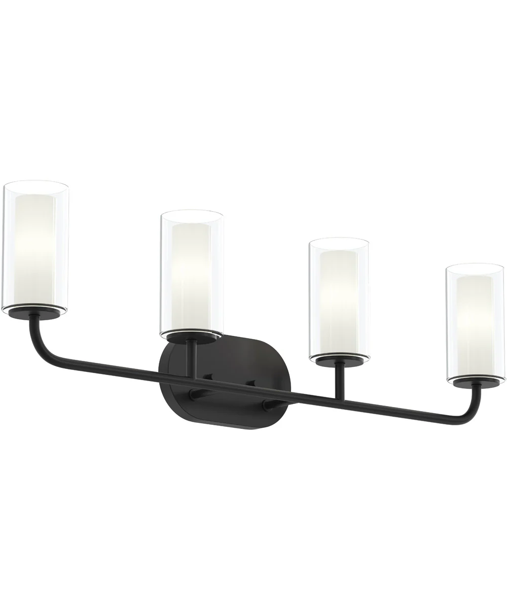 Mack 4-Light Vanity Light with Layered Glass Shades Matte Black