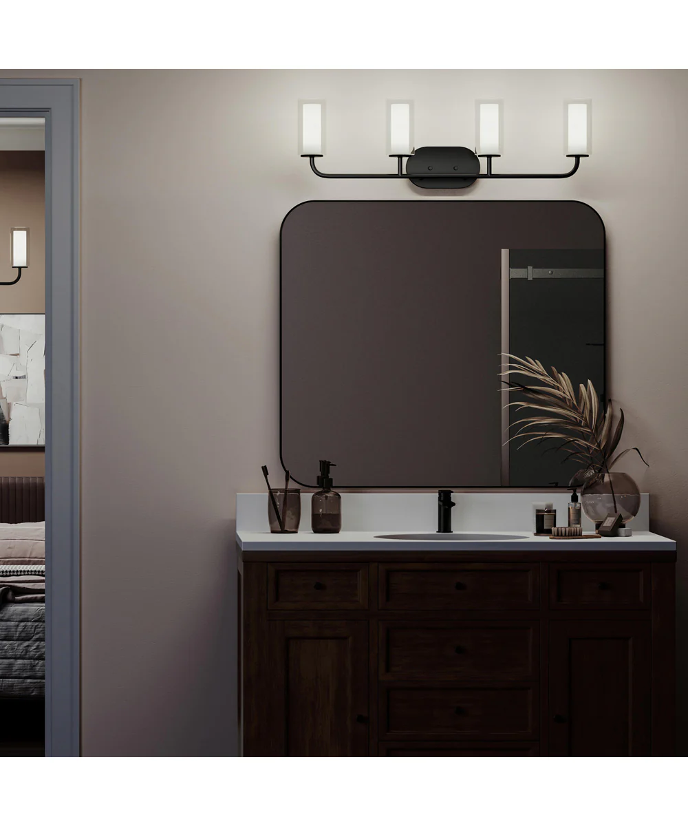 Mack 4-Light Vanity Light with Layered Glass Shades Matte Black - Image 3