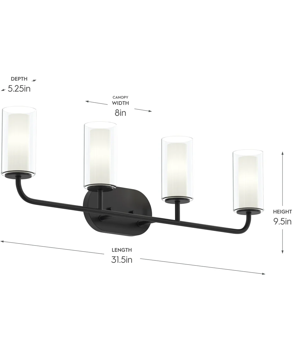 Mack 4-Light Vanity Light with Layered Glass Shades Matte Black - Image 4