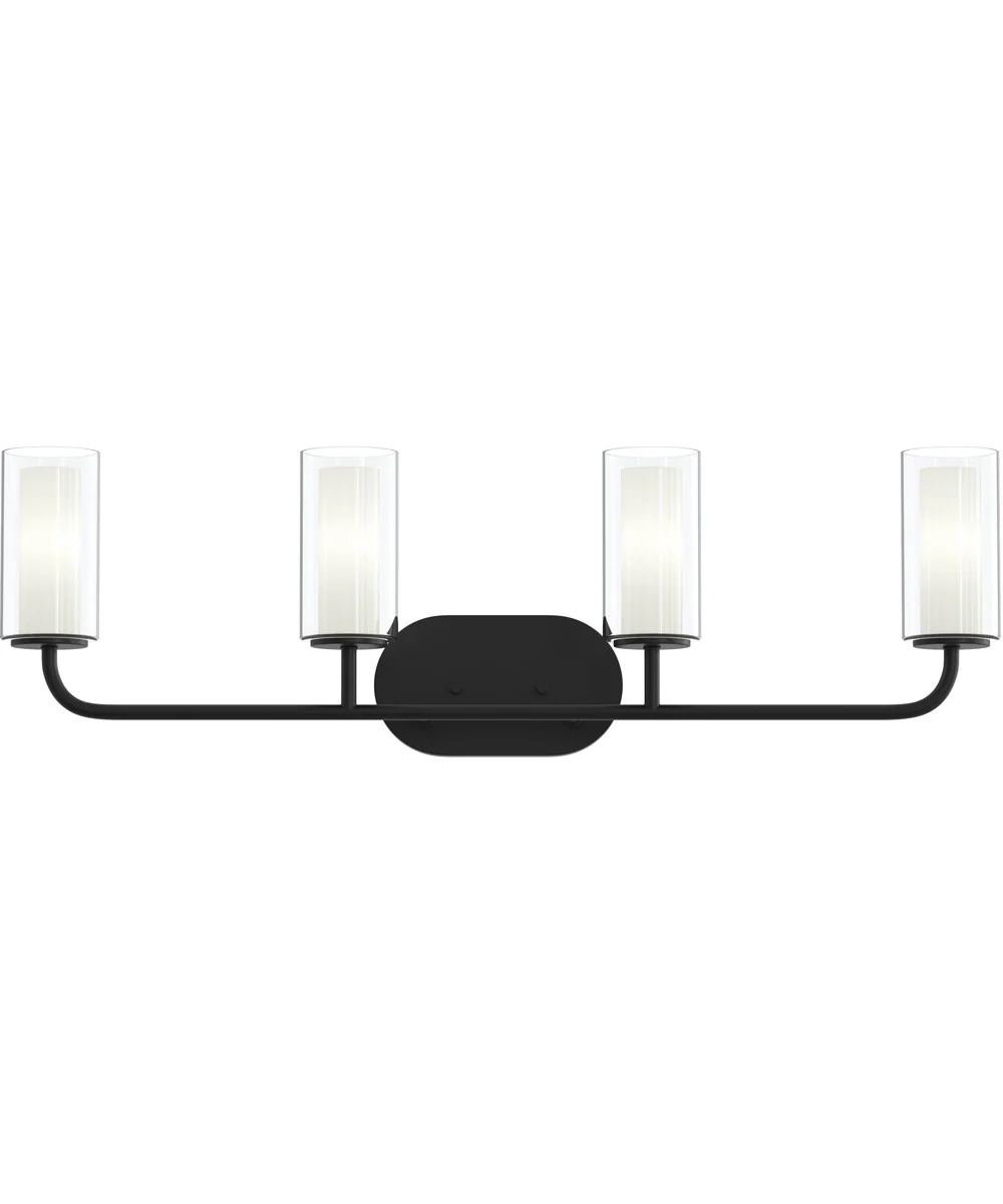 Mack 4-Light Vanity Light with Layered Glass Shades Matte Black - Image 5