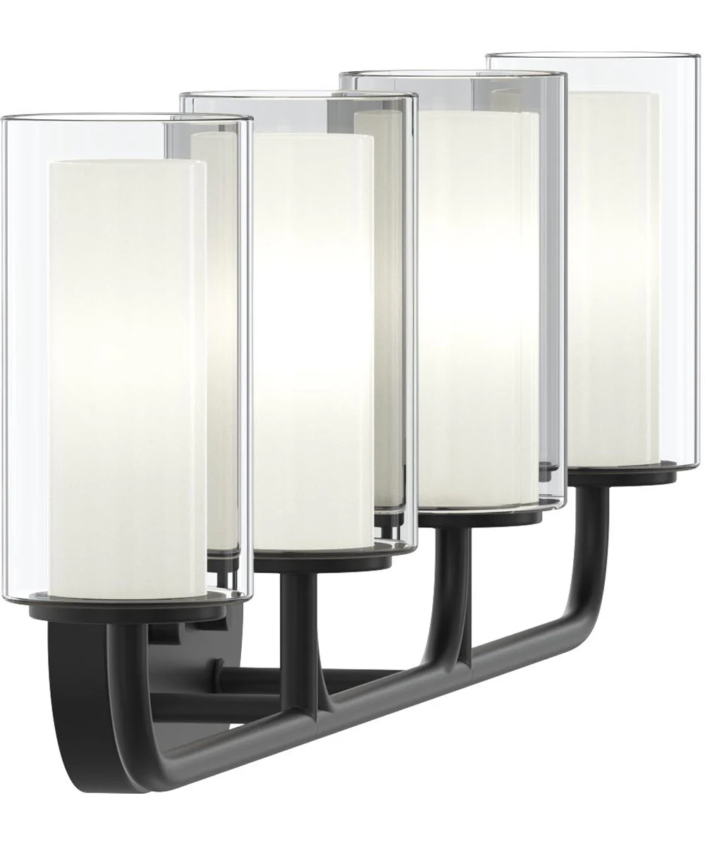 Mack 4-Light Vanity Light with Layered Glass Shades Matte Black - Image 6