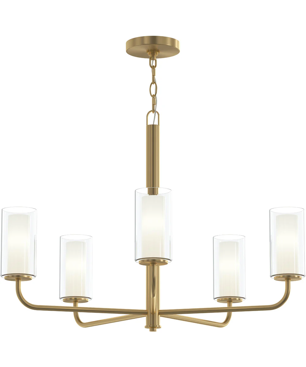 Mack 5-Light Chandelier with Layered Glass Shades Brushed Gold
