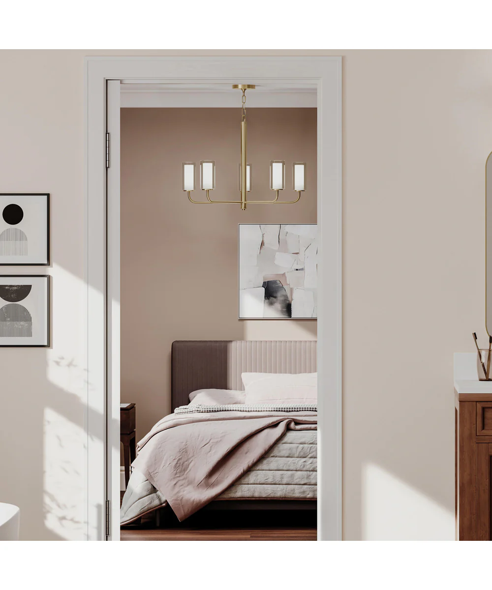 Mack 5-Light Chandelier with Layered Glass Shades Brushed Gold - Image 2