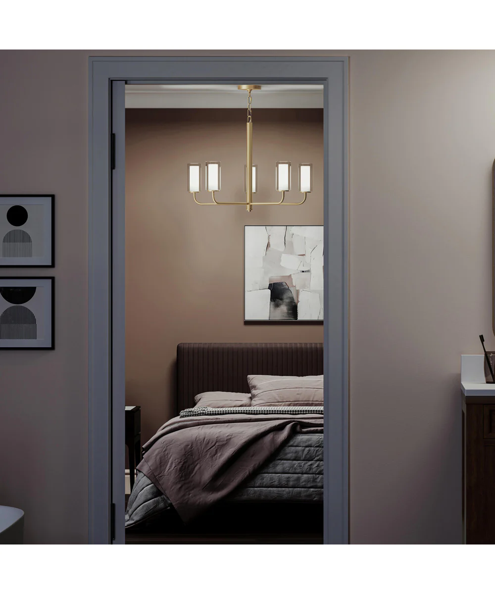 Mack 5-Light Chandelier with Layered Glass Shades Brushed Gold - Image 3
