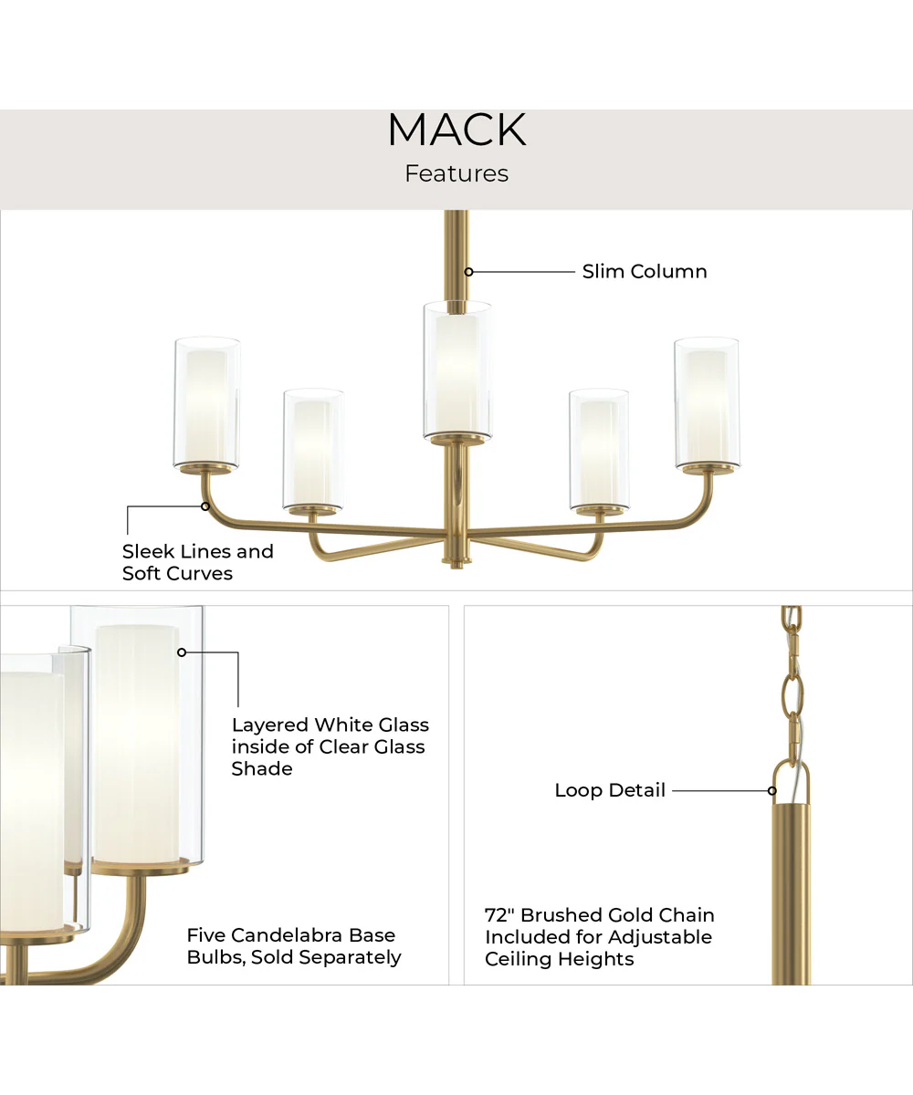 Mack 5-Light Chandelier with Layered Glass Shades Brushed Gold - Image 9