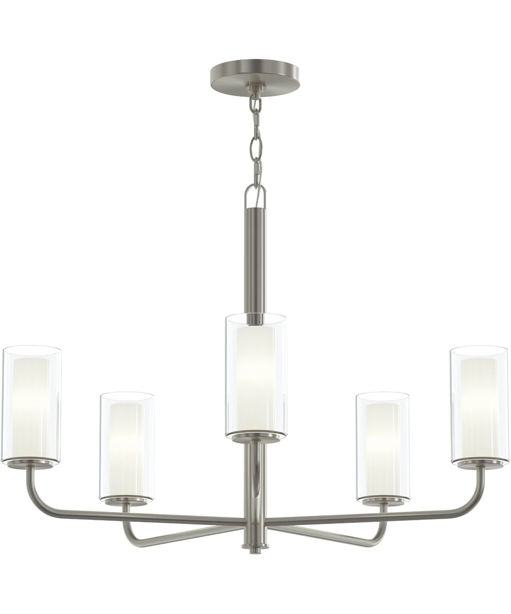Mack 5-Light Chandelier with Layered Glass Shades Brushed Nickel
