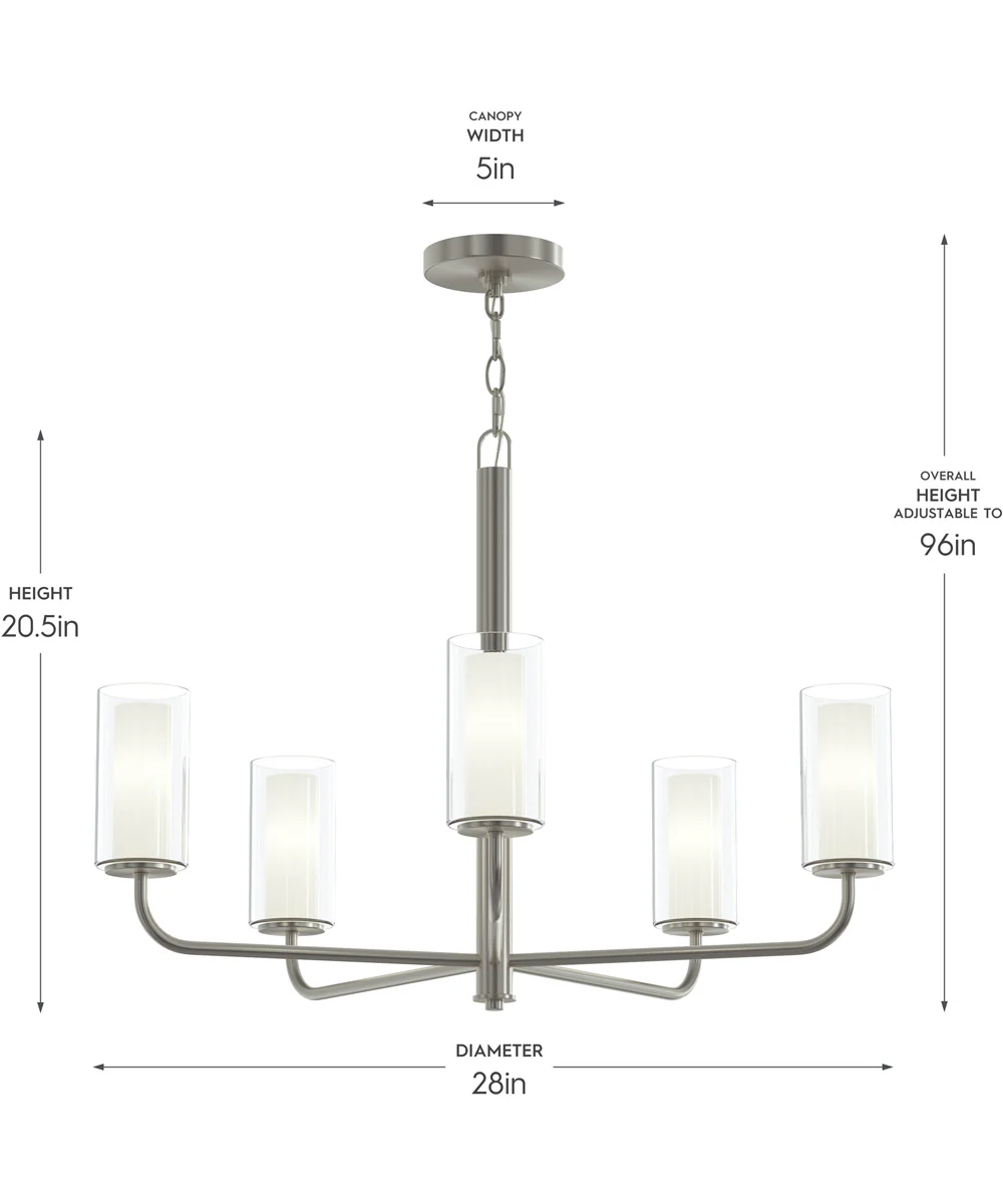 Mack 5-Light Chandelier with Layered Glass Shades Brushed Nickel - Image 4