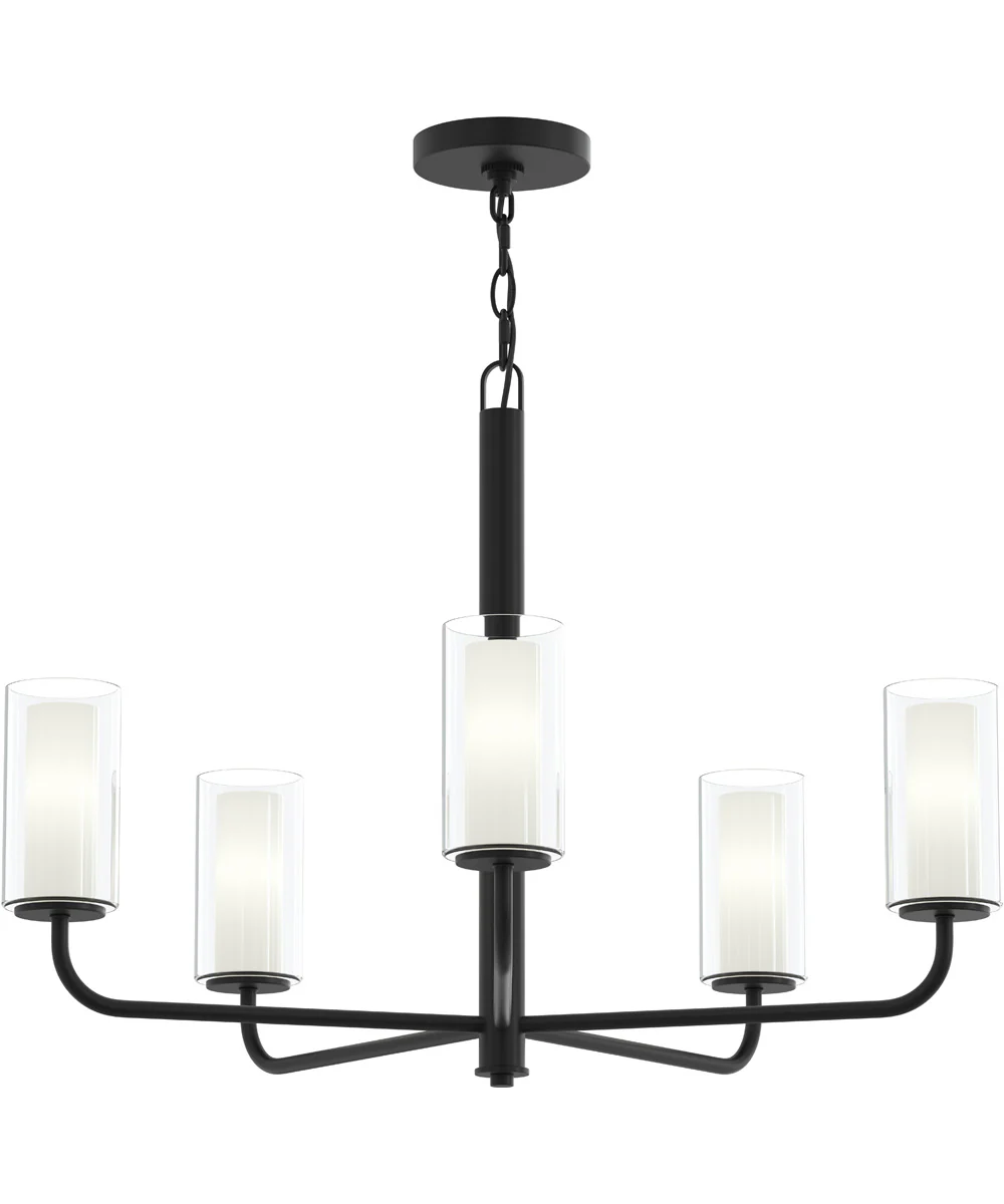 Mack 5-Light Chandelier with Layered Glass Shades Matte Black