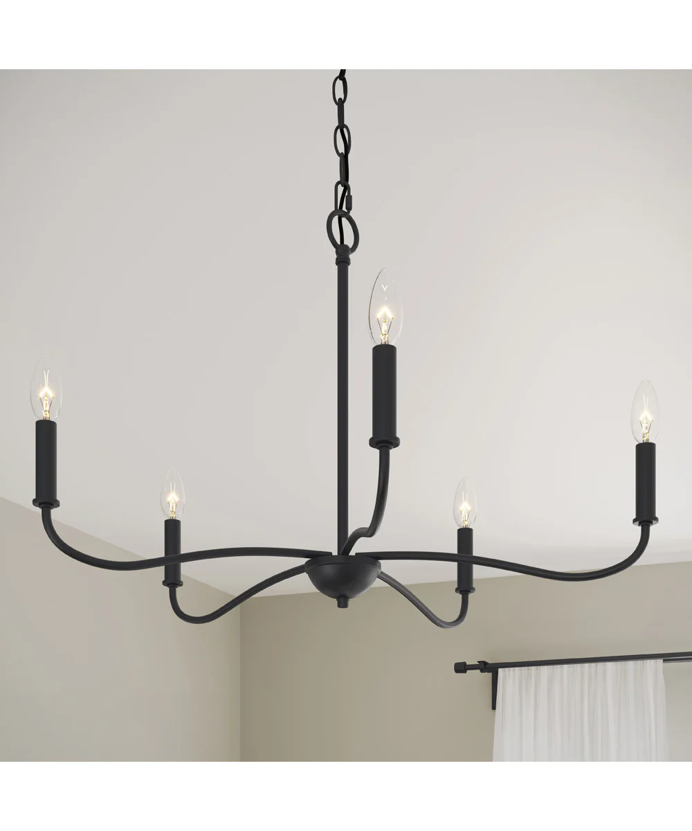 Mack 5-Light Chandelier with Layered Glass Shades Matte Black - Image 10