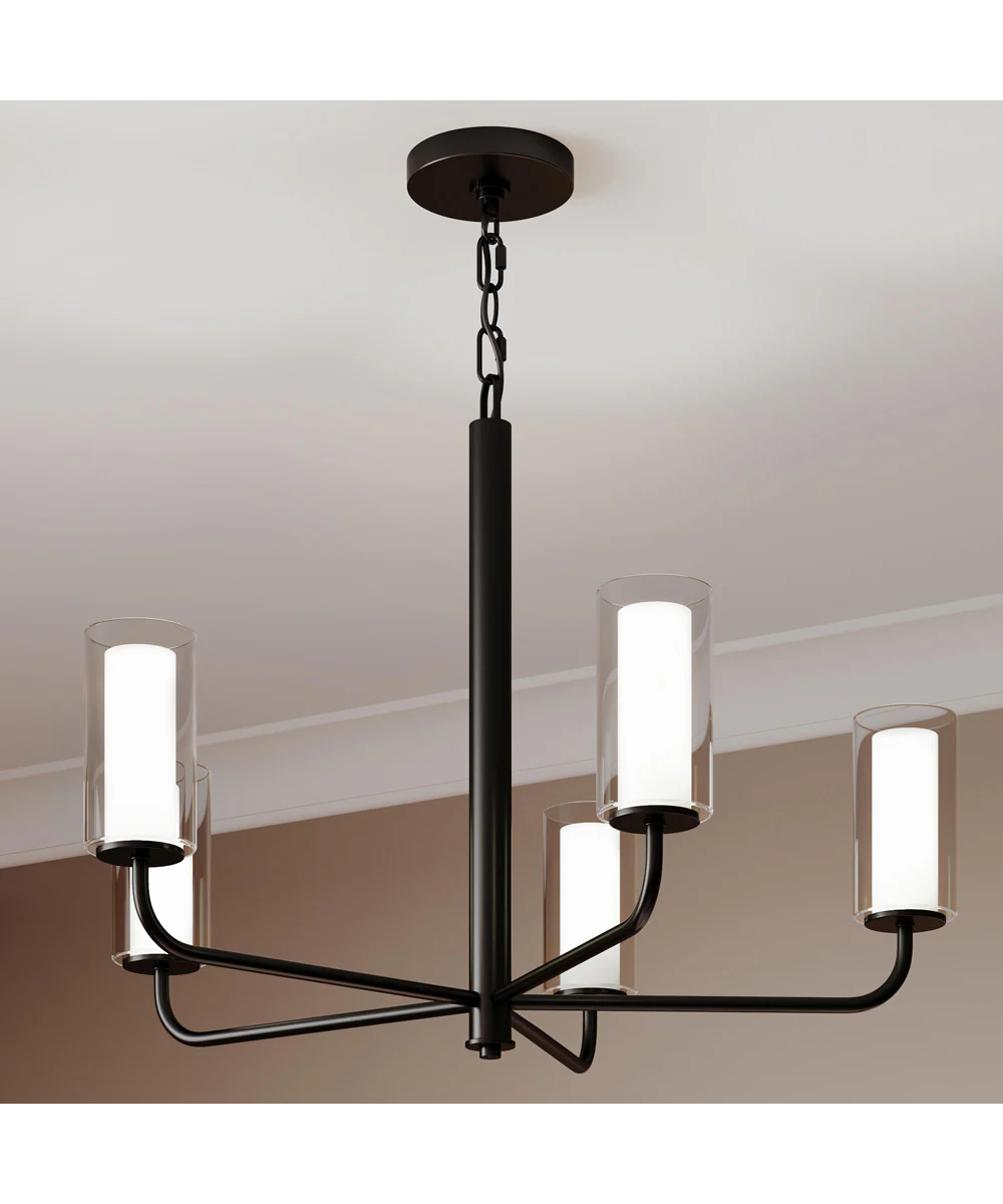 Mack 5-Light Chandelier with Layered Glass Shades Matte Black - Image 11