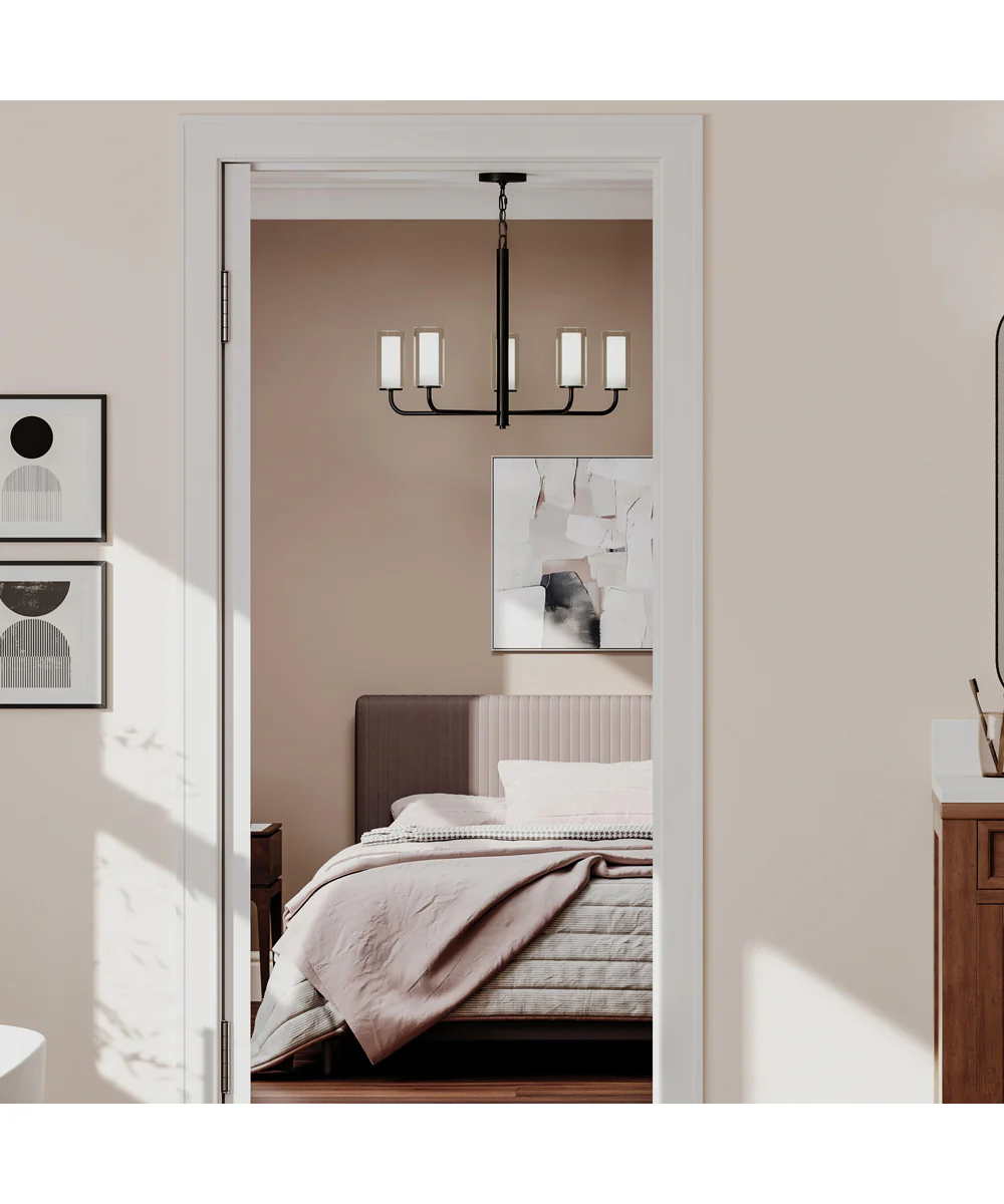 Mack 5-Light Chandelier with Layered Glass Shades Matte Black - Image 2