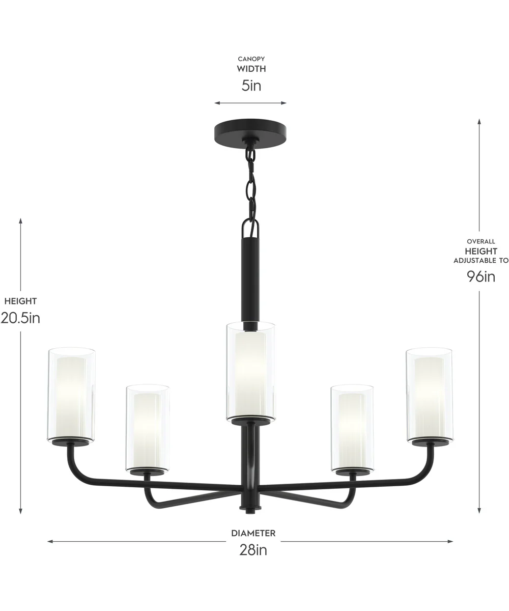 Mack 5-Light Chandelier with Layered Glass Shades Matte Black - Image 4