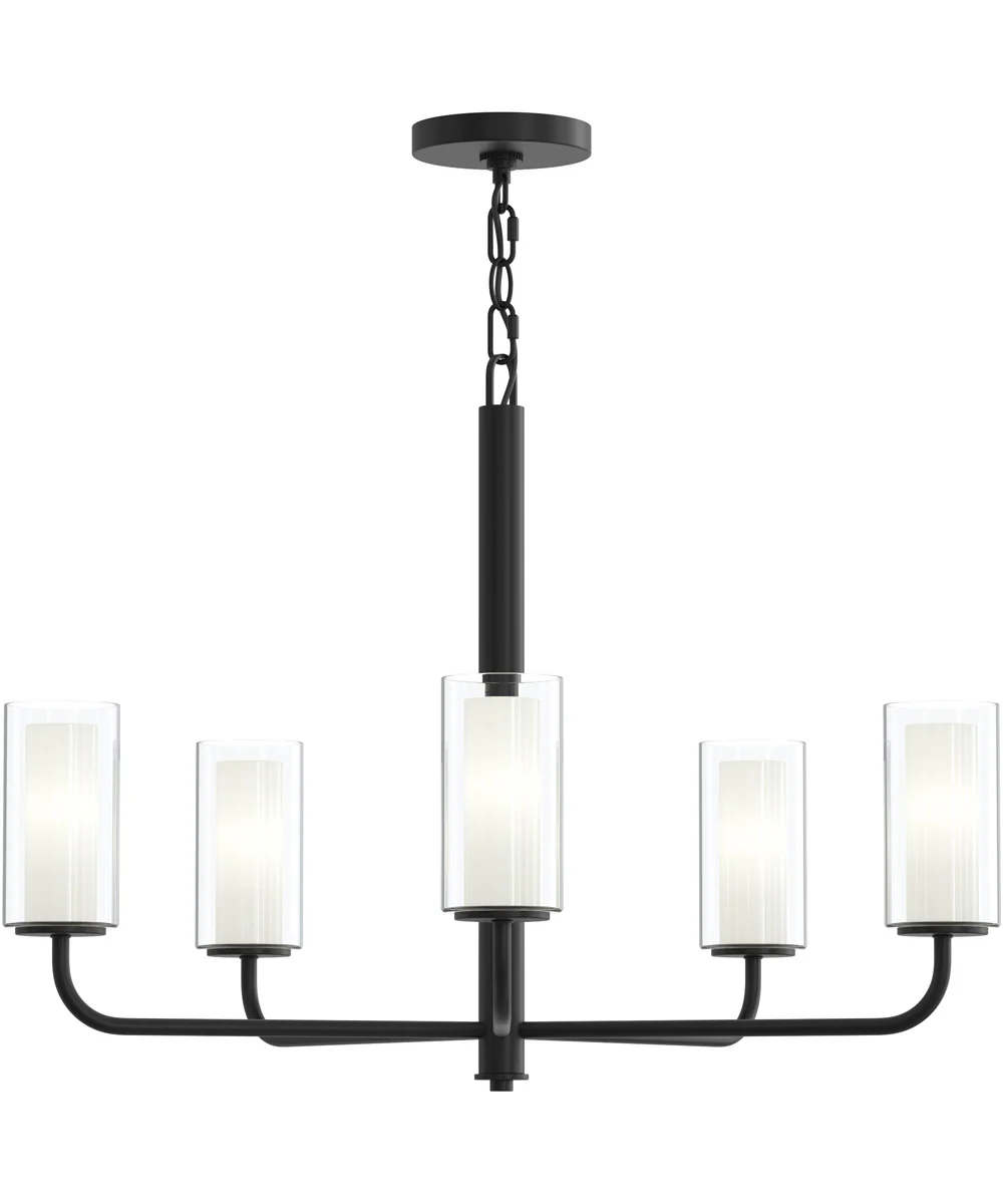 Mack 5-Light Chandelier with Layered Glass Shades Matte Black - Image 6