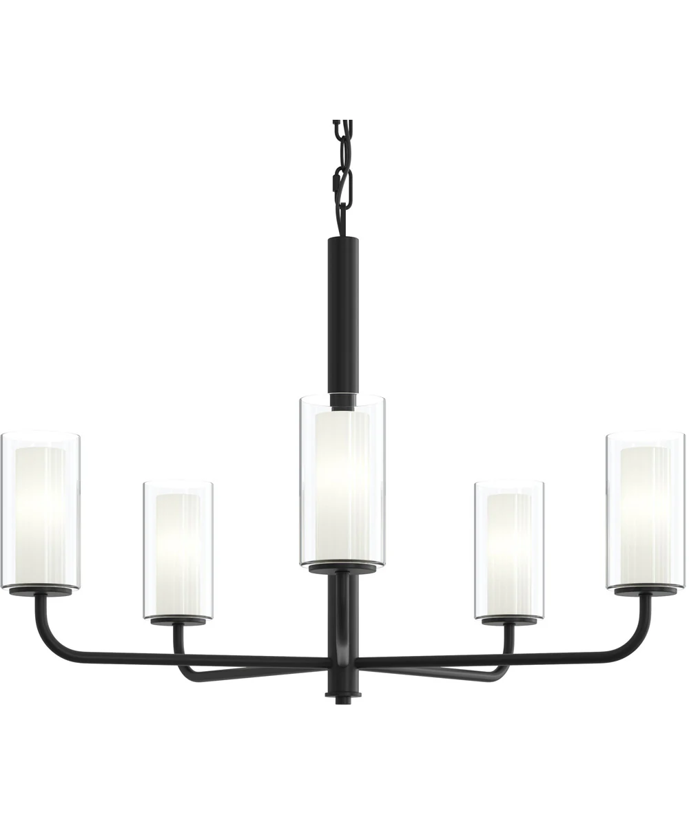 Mack 5-Light Chandelier with Layered Glass Shades Matte Black - Image 7