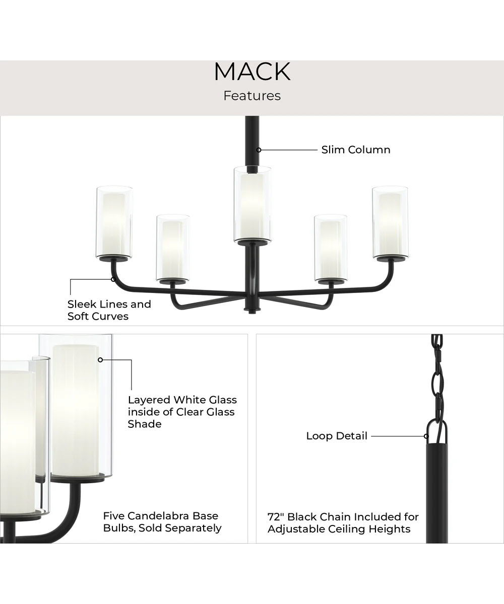 Mack 5-Light Chandelier with Layered Glass Shades Matte Black - Image 9
