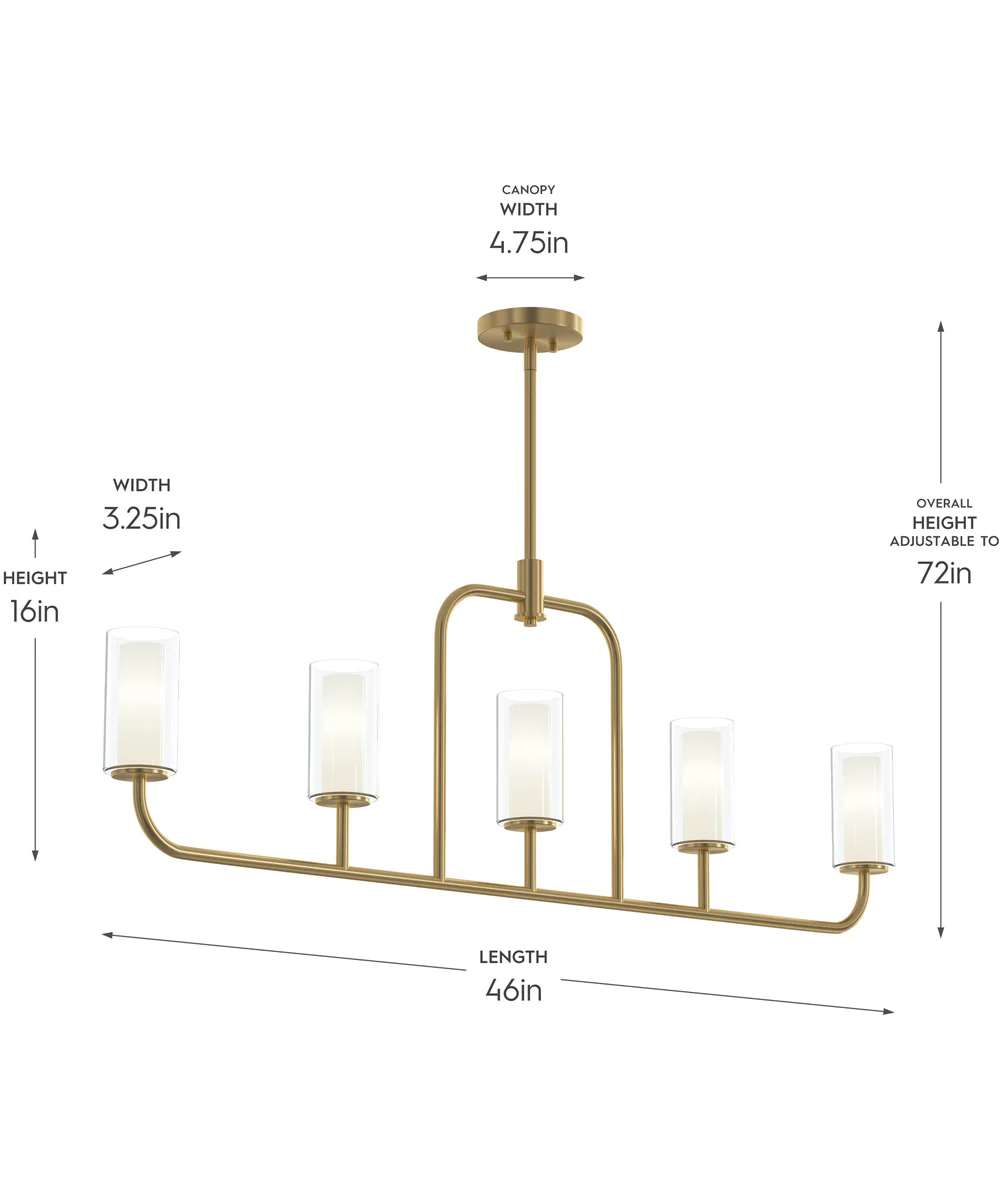 Mack 5-Light Linear Chandelier with Layered Glass Shades Brushed Gold - Image 4
