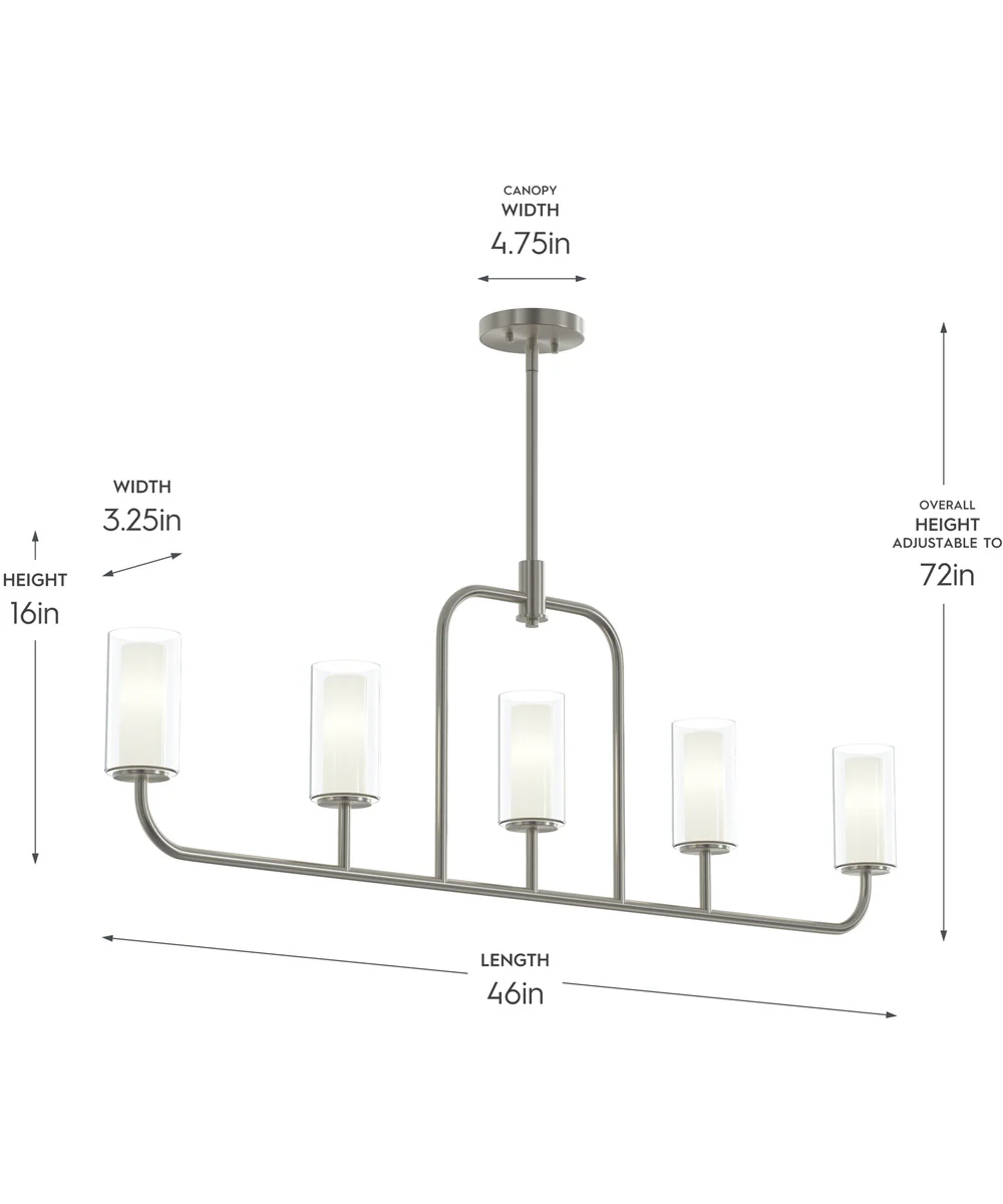 Mack 5-Light Linear Chandelier with Layered Glass Shades Brushed Nickel - Image 4