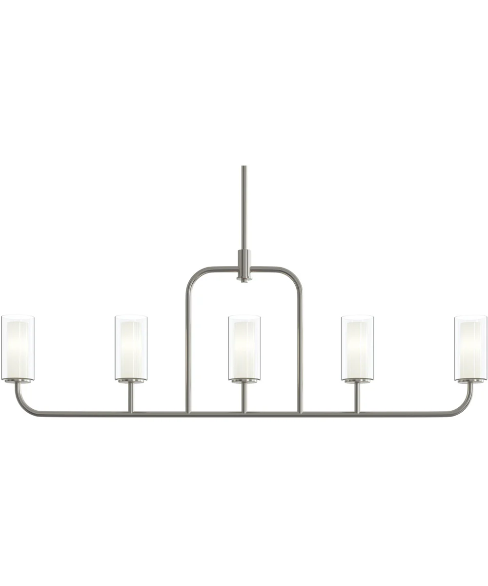 Mack 5-Light Linear Chandelier with Layered Glass Shades Brushed Nickel - Image 7