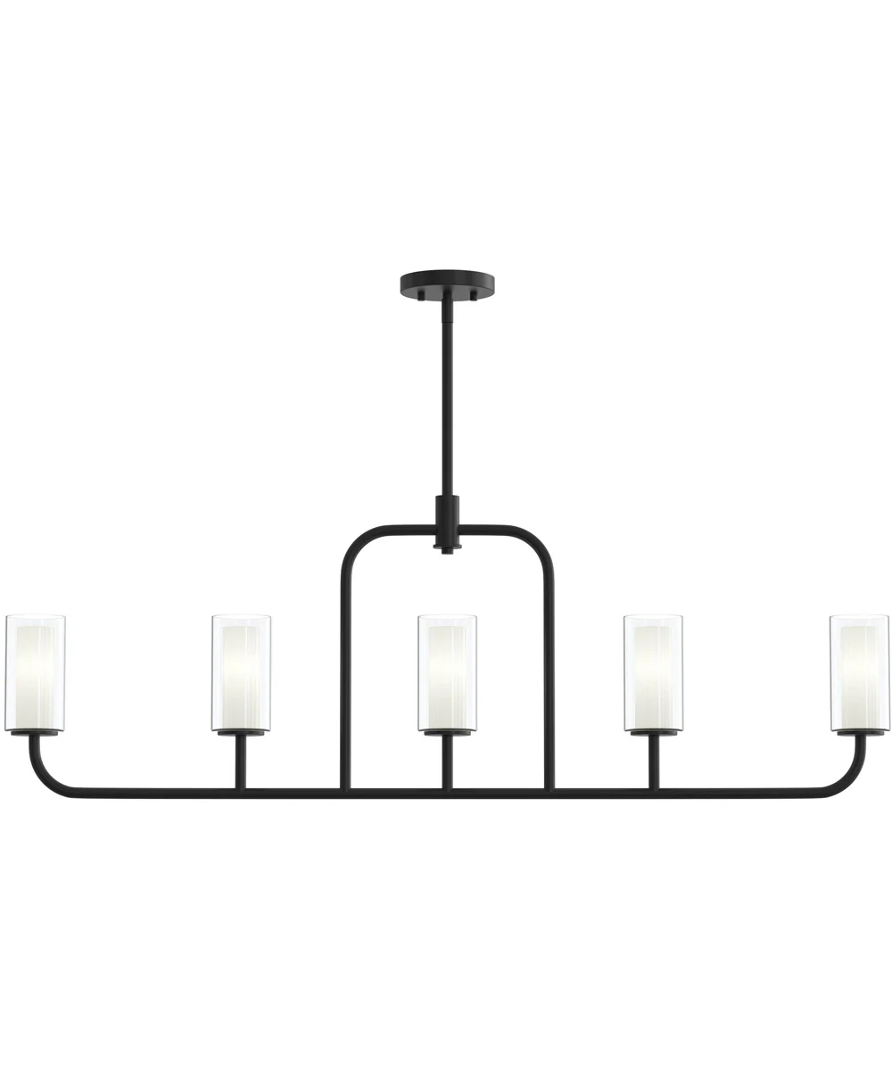 Mack 5-Light Linear Chandelier with Layered Glass Shades Matte Black - Image 6