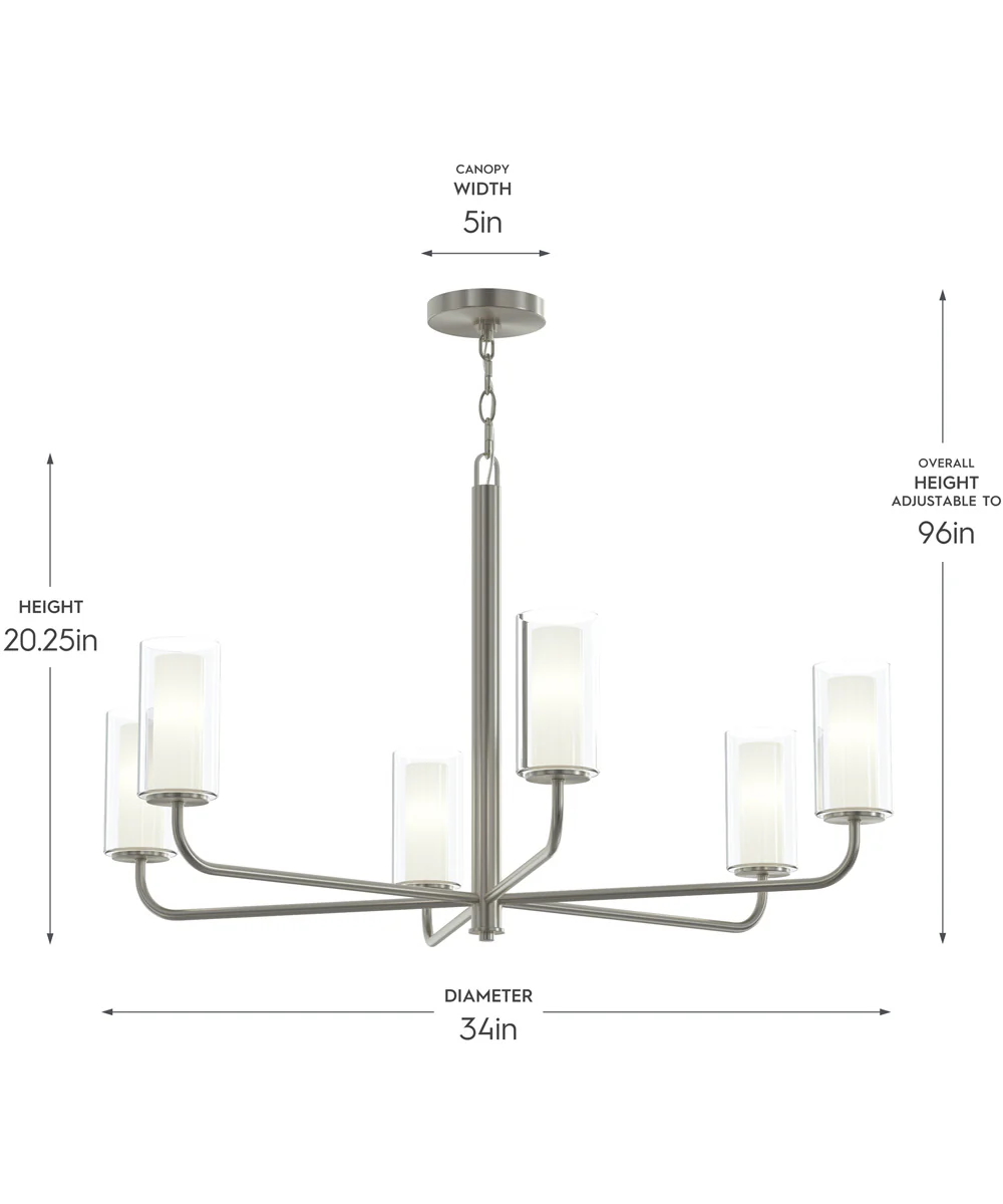 Mack 6-Light Chandelier with Layered Glass Shades Brushed Nickel - Image 4