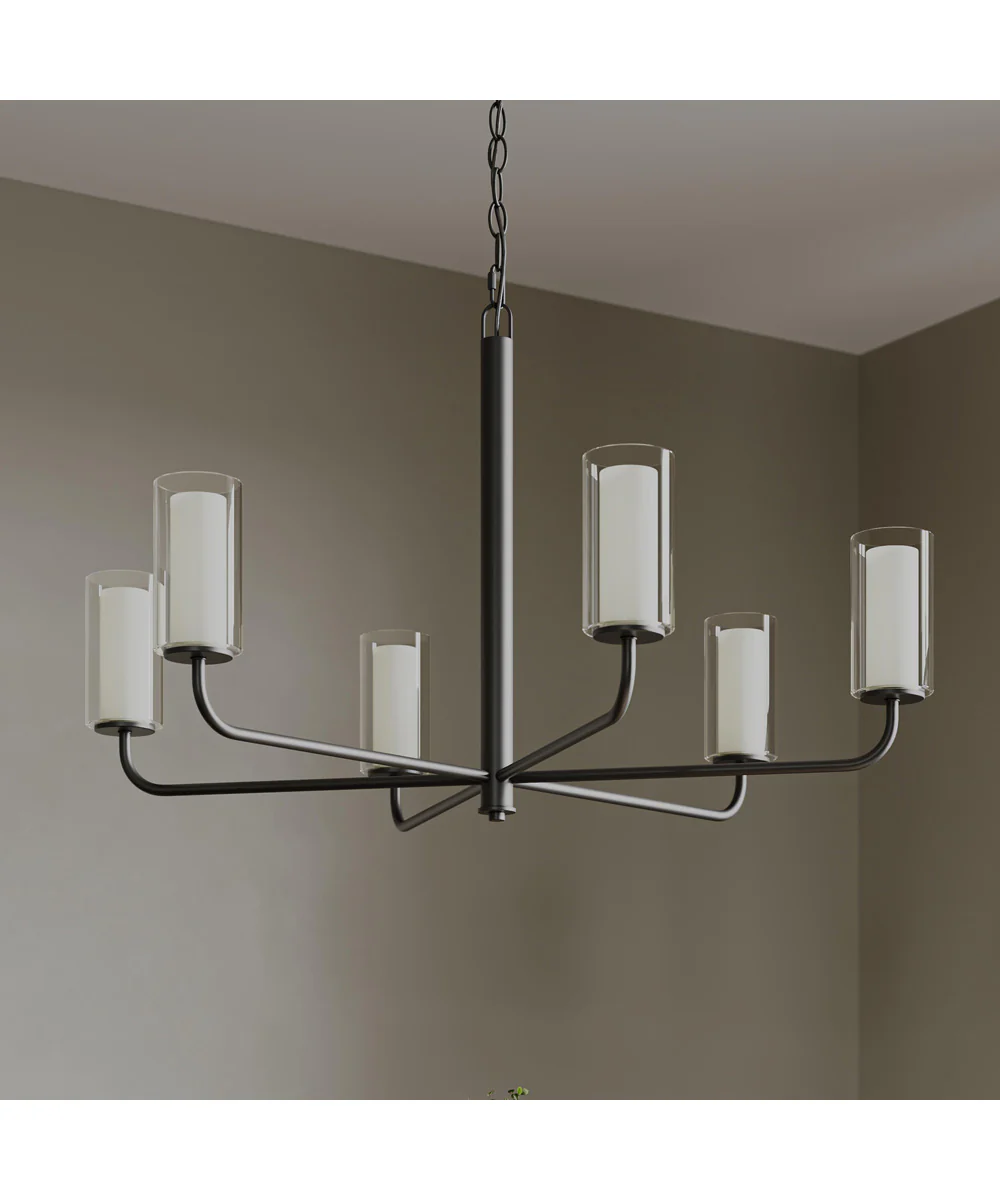 Mack 6-Light Chandelier with Layered Glass Shades Matte Black - Image 10