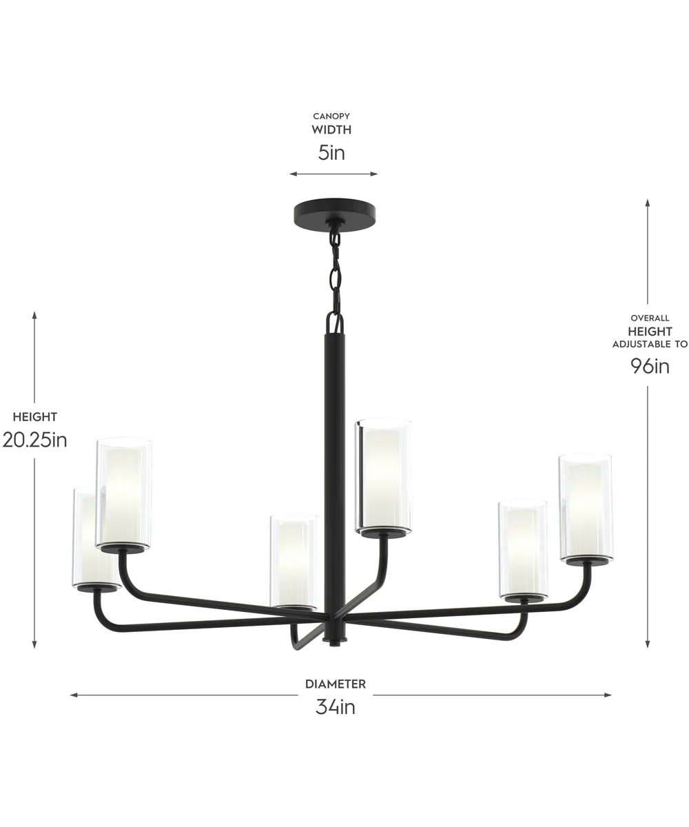 Mack 6-Light Chandelier with Layered Glass Shades Matte Black - Image 4