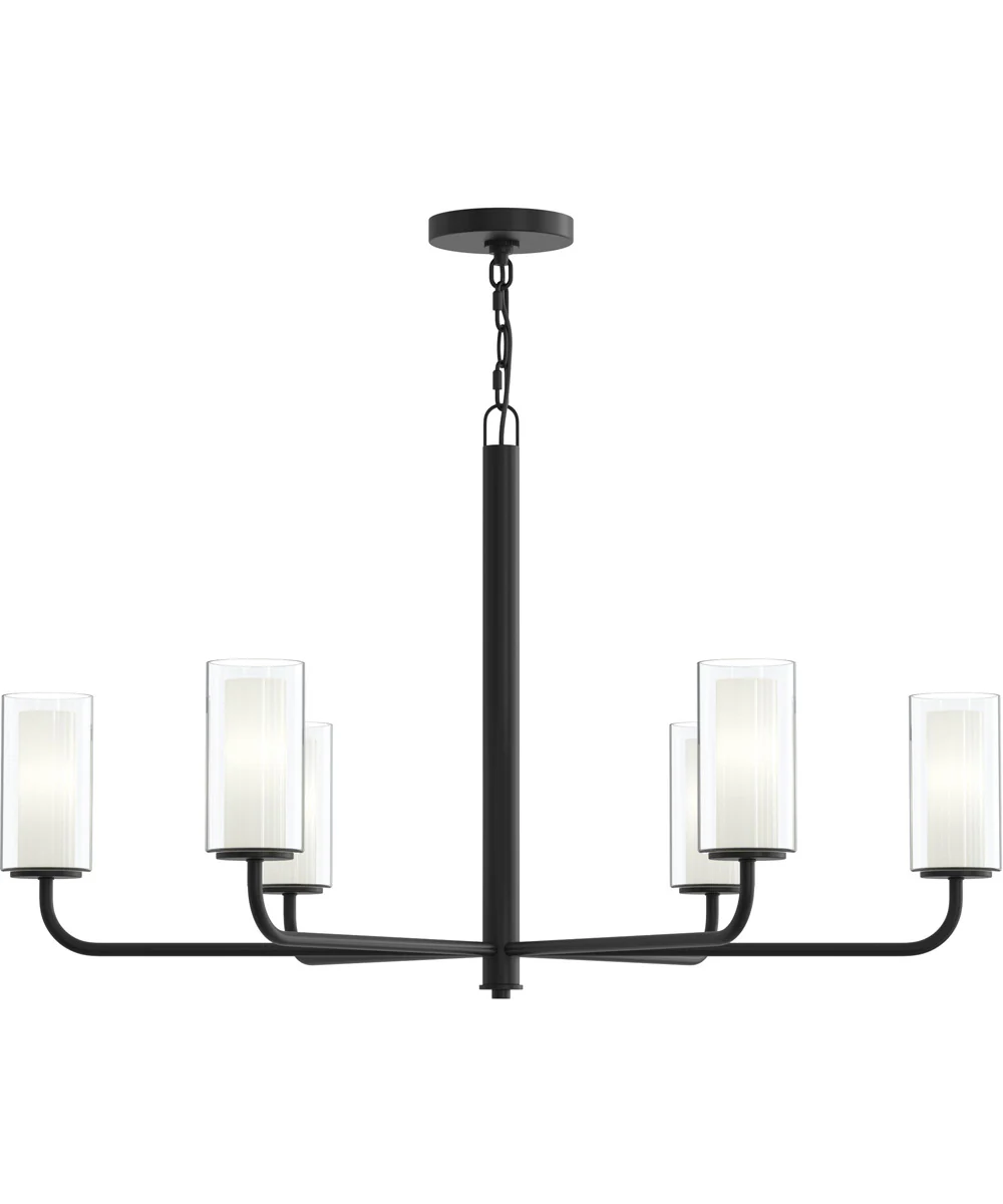 Mack 6-Light Chandelier with Layered Glass Shades Matte Black - Image 6