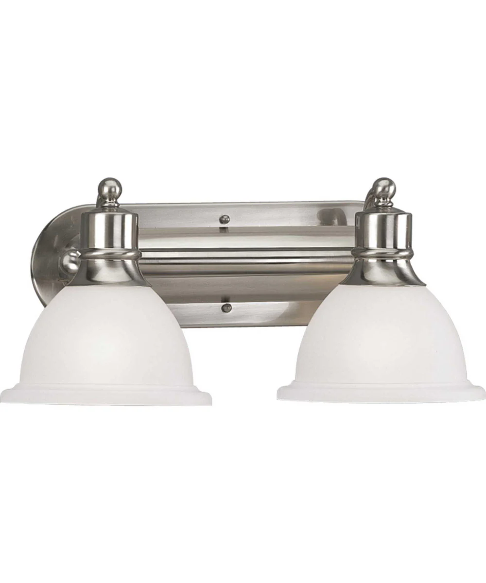 Madison 2-Light Etched Glass Traditional Bath Vanity Light Brushed Nickel - Image 2