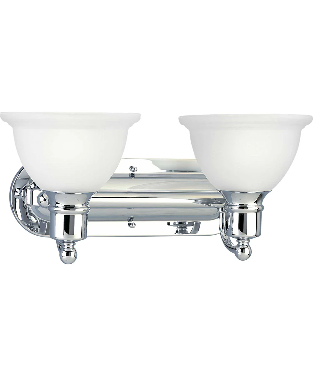 Madison 2-Light Etched Glass Traditional Bath Vanity Light Polished Chrome
