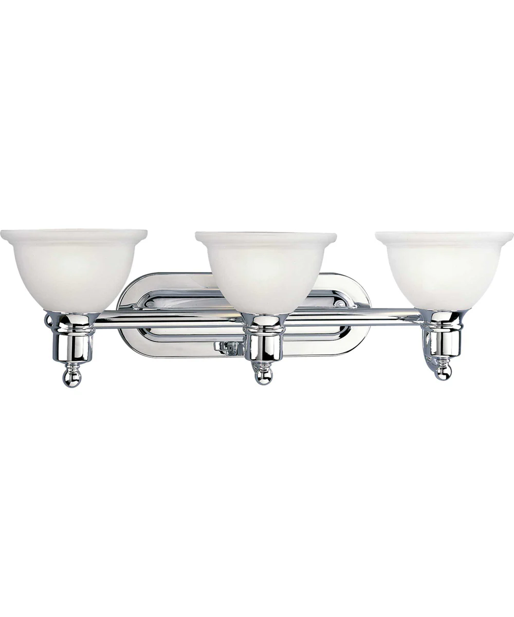 Madison 3-Light Etched Glass Traditional Bath Vanity Light Polished Chrome