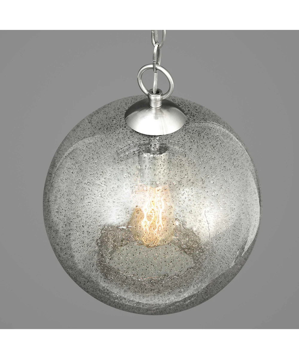 Malbec 1-Light Clear Textured Glass Global Pendant Light Brushed Nickel - Image 9