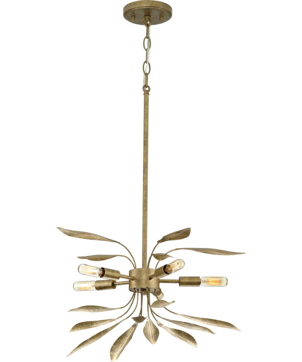 Mariposa 5-Light Convertible Semi-Flush Ceiling or Hanging Pendant Light Antique Gold - Image 2