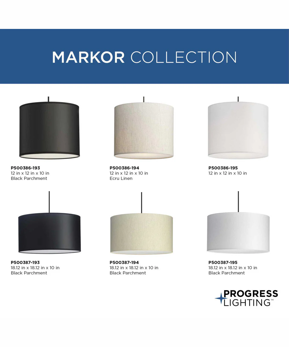 Markor 1-Light White Linen Shade Transitional Pendant Brushed Nickel;Matte Black;Vintage Brass - Image 8