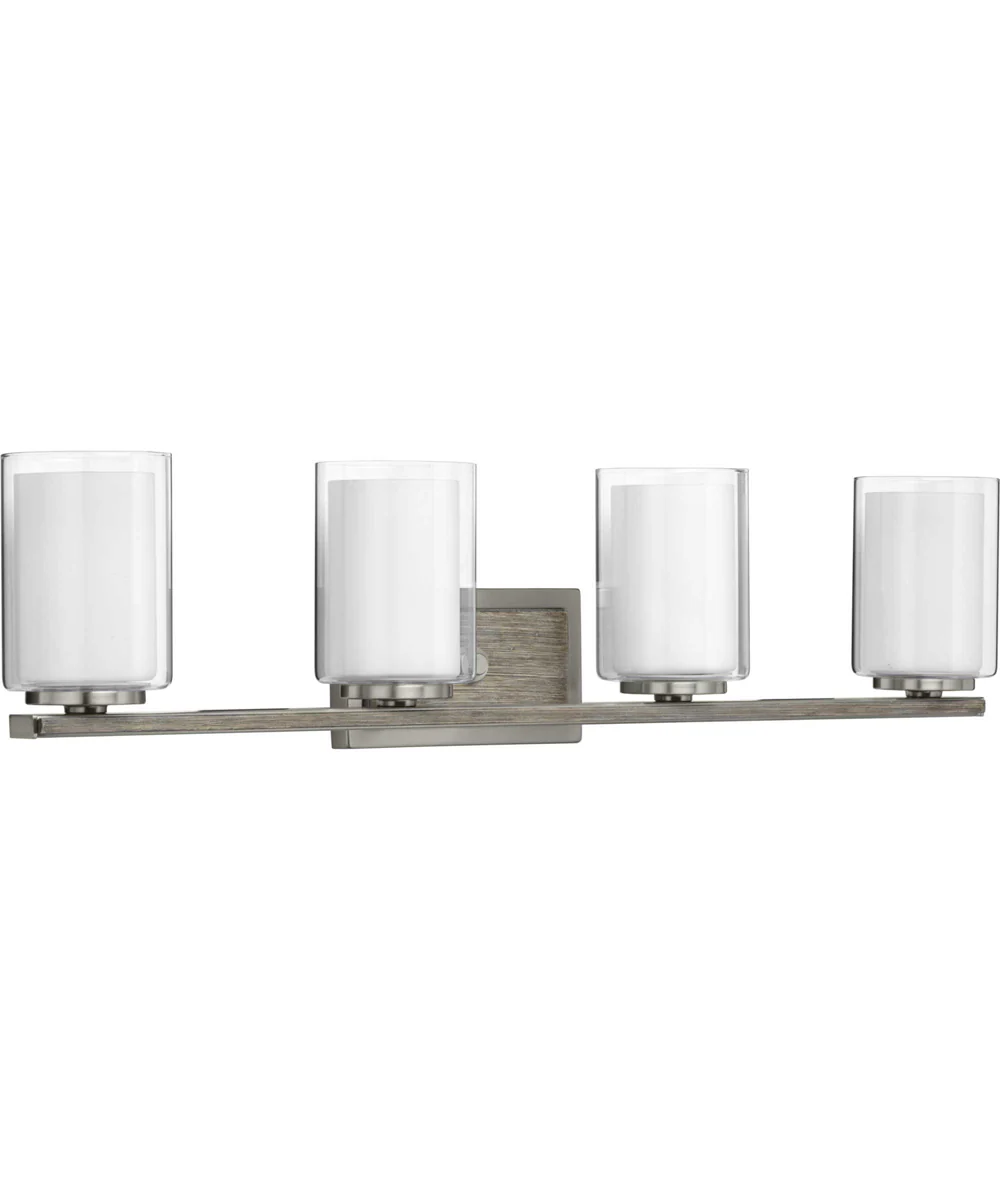 Mast 4-Light Clear Glass Coastal Bath Vanity Light Brushed Nickel