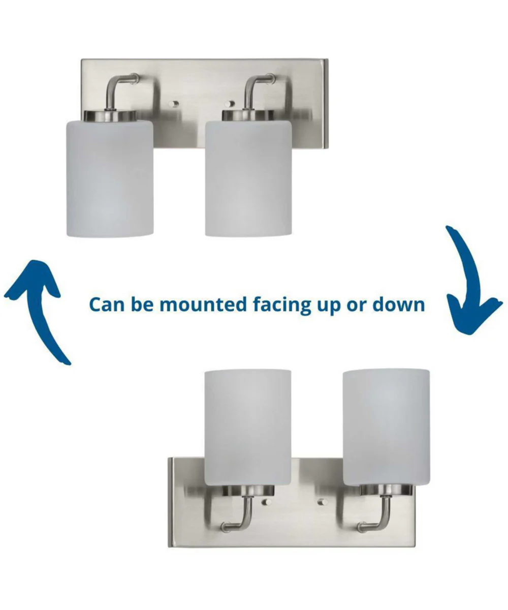 Merry 2-Light Etched Glass Transitional Style Bath Vanity Wall Light Brushed Nickel - Image 3