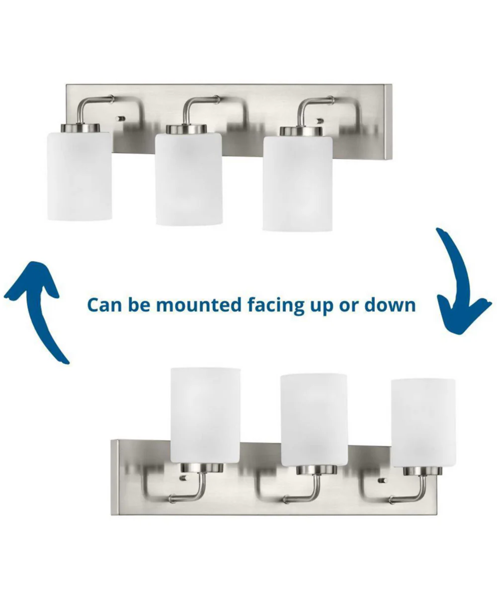 Merry 3-Light Etched Glass Transitional Style Bath Vanity Wall Light Brushed Nickel - Image 4