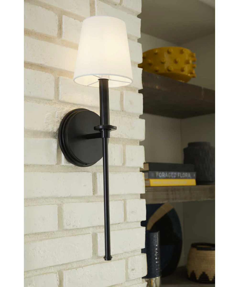Metro 1-Light New Traditional Summer Linen Wall Light Matte Black - Image 4