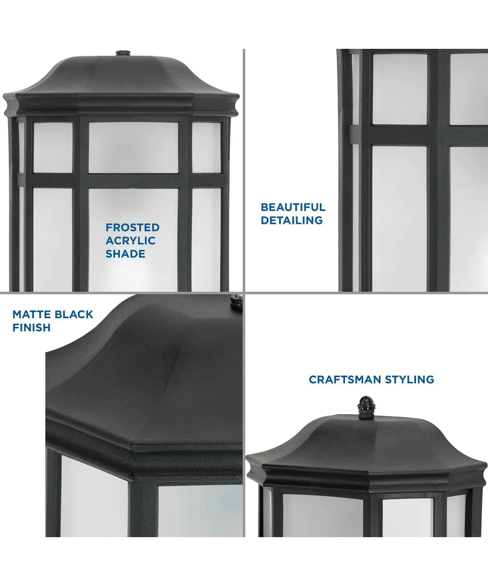 Milford Non-Metallic Lantern 1-Light Frosted Shade Traditional Outdoor Wall Lantern Light Textured Black - Image 3