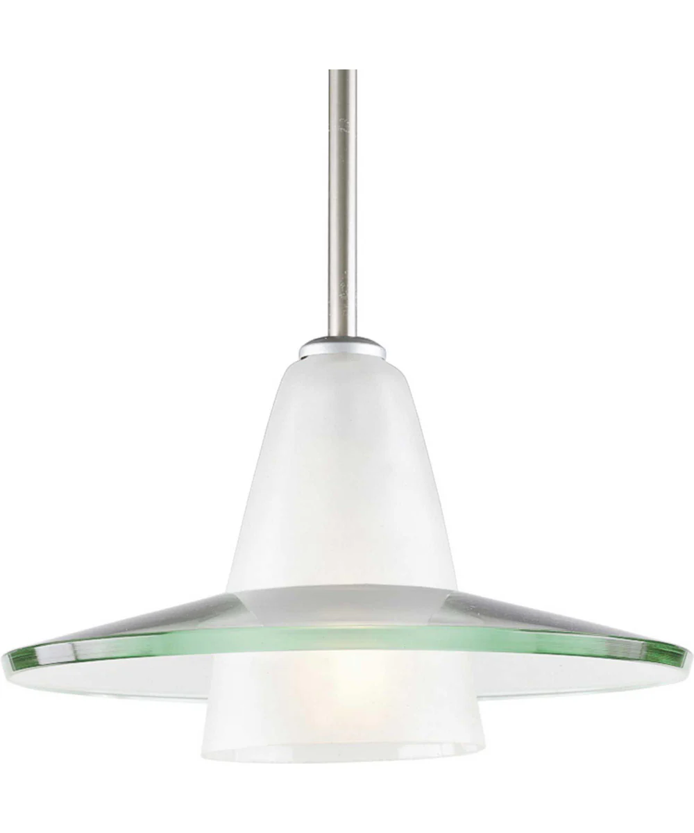 Modern Pendant 1-Light Clear Etched Glass Mini-Pendant Light Brushed Nickel