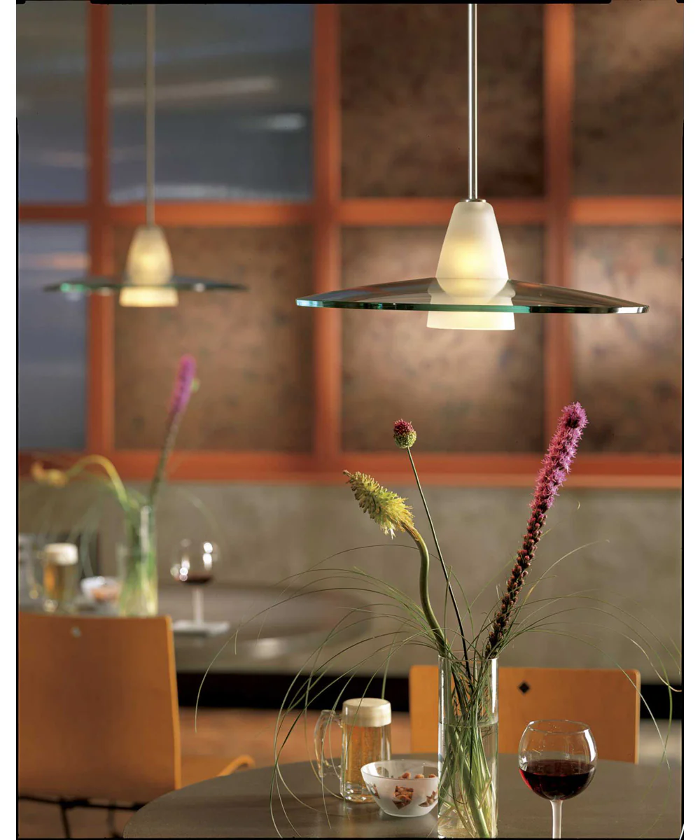 Modern Pendant 1-Light Clear Etched Glass Mini-Pendant Light Brushed Nickel - Image 2
