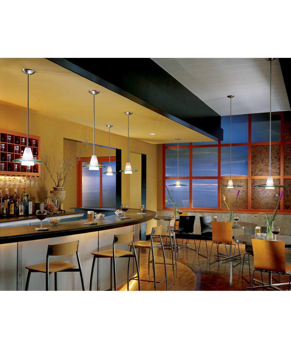 Modern Pendant 1-Light Clear Etched Glass Mini-Pendant Light Brushed Nickel - Image 3