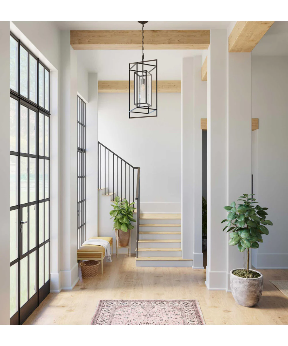 Navarre 1-Light Seeded Glass Indoor/Outdoor Hanging Pendant Light Matte Black - Image 2