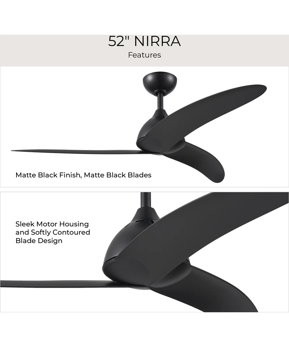 Nirra 52-in. 3-Blade Modern Ceiling Fan Matte Black - Image 11