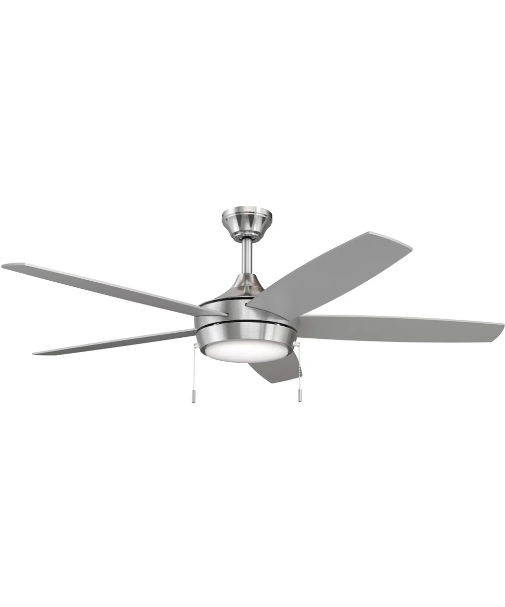 Nolyn V 52 in. 5-Blade Modern LED Ceiling Fan Brushed Nickel