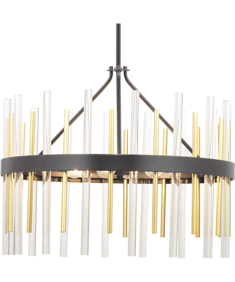 Orrizo 6-Light Clear Glass Luxe Chandelier Light Matte Black