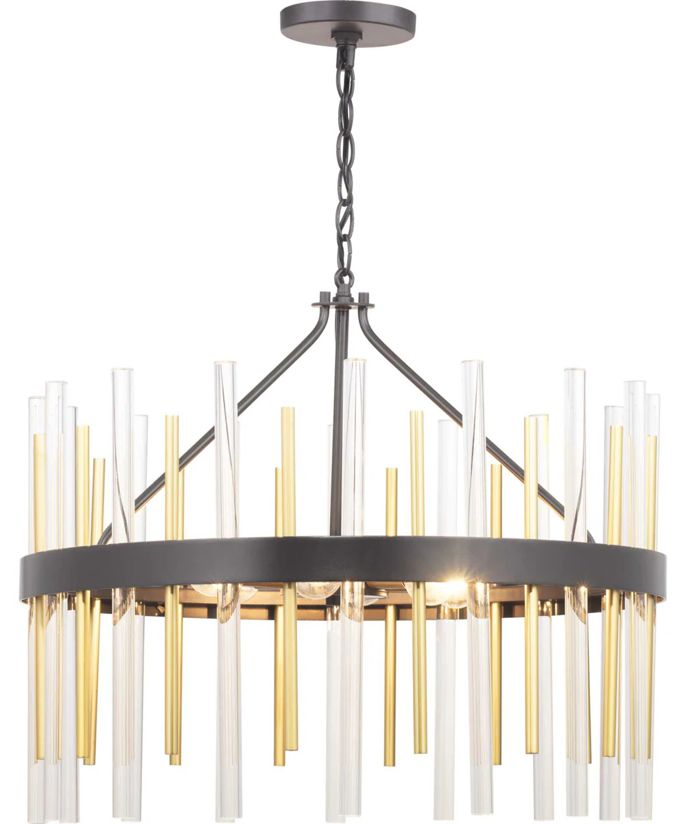 Orrizo 6-Light Clear Glass Luxe Chandelier Light Matte Black - Image 4