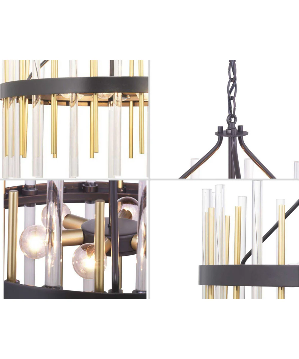 Orrizo 6-Light Clear Glass Luxe Chandelier Light Matte Black - Image 5