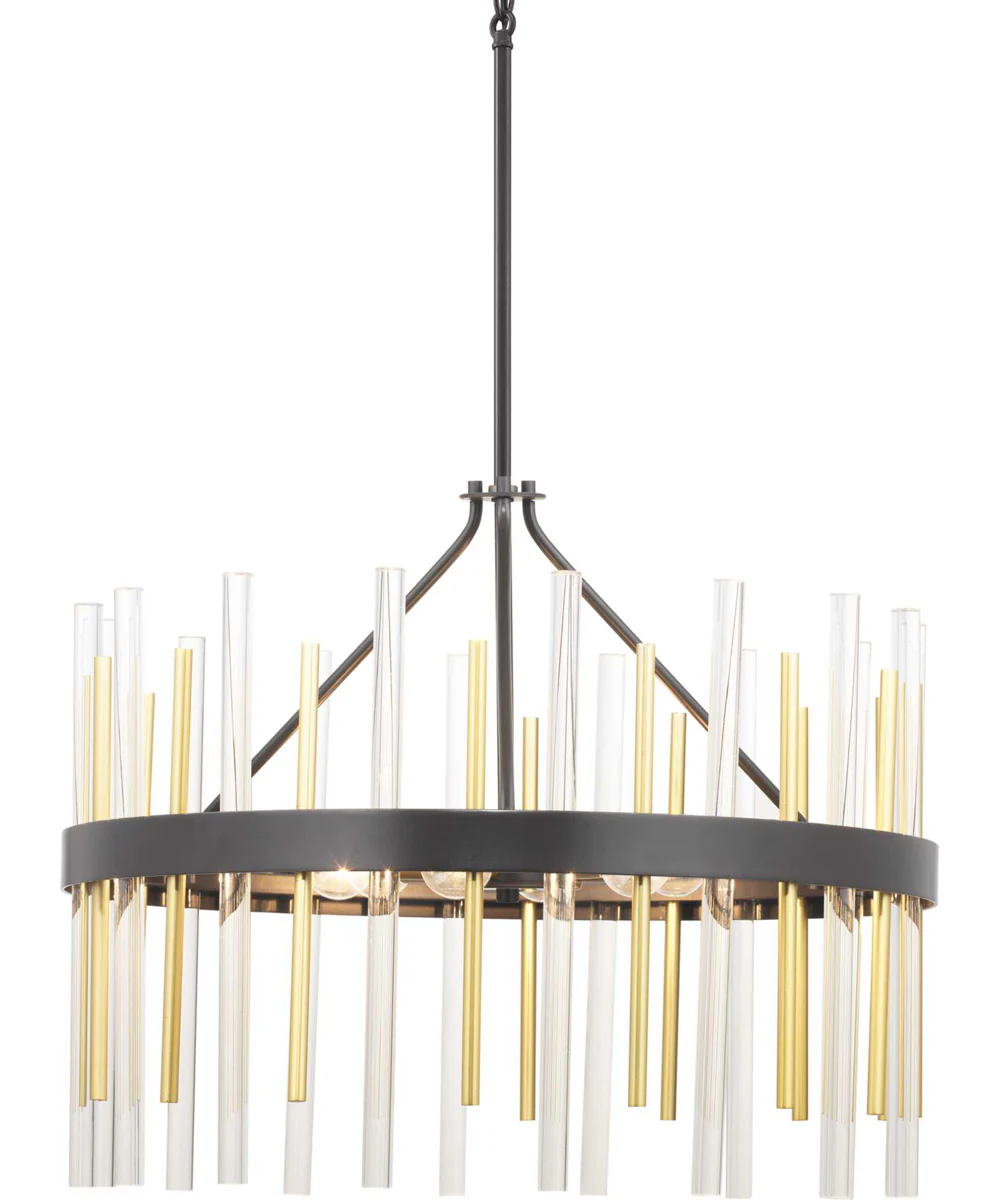 Orrizo 6-Light Clear Glass Luxe Chandelier Light Matte Black - Image 6