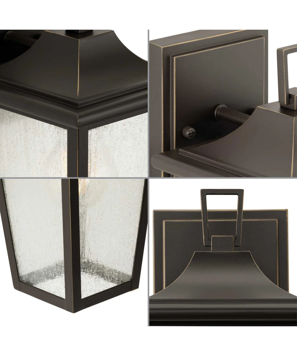 Padgett 1-Light Transitional Clear Seeded Glass Outdoor Wall Lantern Antique Bronze - Image 3